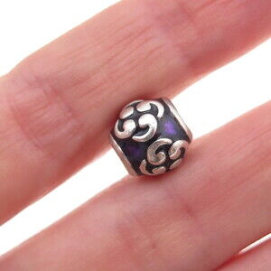 Pandora 925 Sterling Silver Purple Enamel Zen Slide Bead Charm